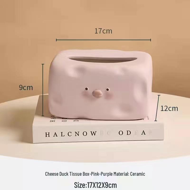 

Cute Ceramic Duck Tissue Box - Decorative Storage for Living Room or Coffee Table