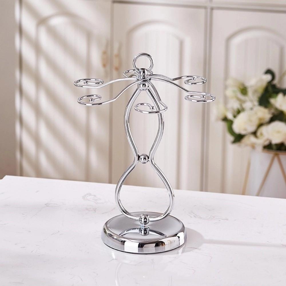 Iron Wine Glass Stand with 6 Hooks Wine Glass Holder  For Kitchen Bar Living Room Office