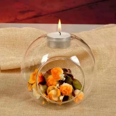 6/12Pcs Transparent Glass Candle Holder Round Bubble Hollow Tealight Candlestick Wedding Dinner Decoration for Paty Wedding