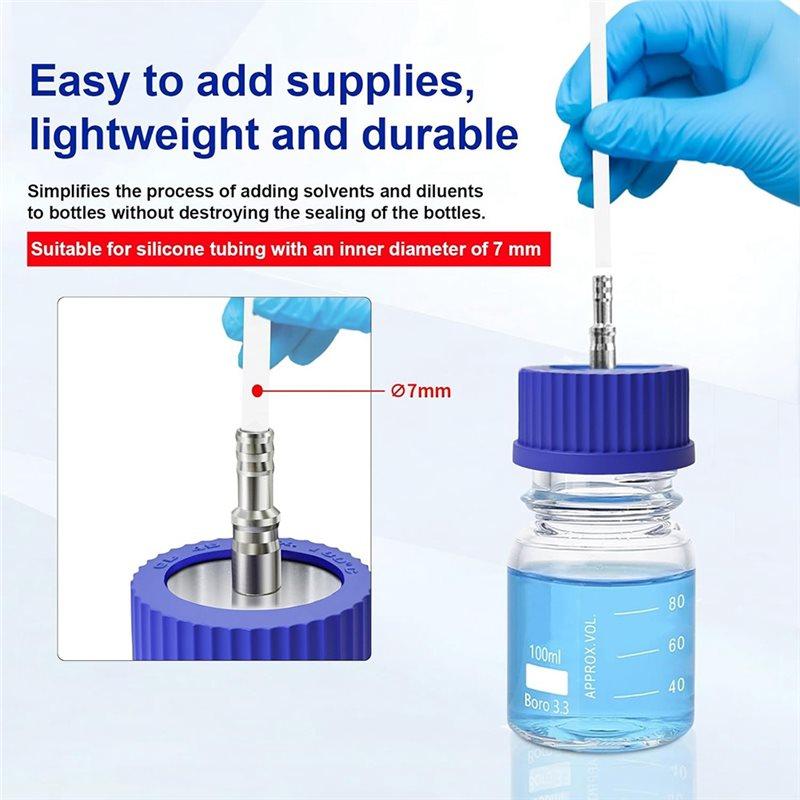 ABGR-GL45 304 Stainless Steel Safety Bottle Cap, Large Size,8-10Mm For Laboratory Use Diameter