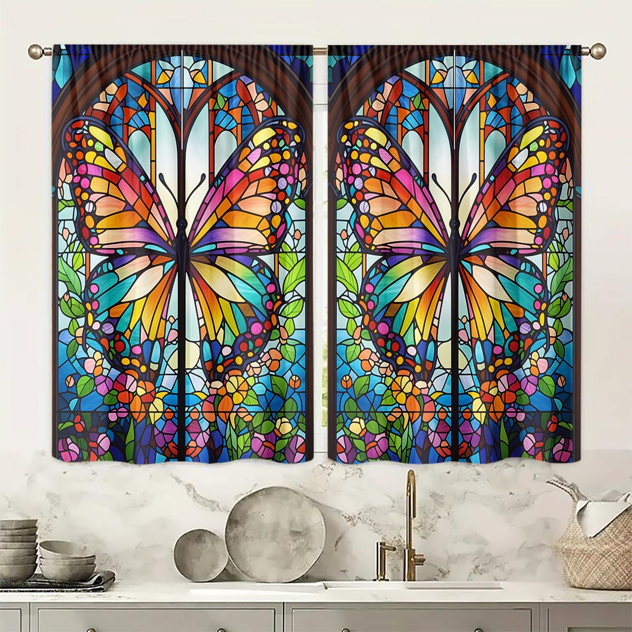 

Bohemian Curtain 2pcs Polyester Filter Curtain Bohemian Style Living Room Bay Window Decoration Multiple Sizes 100*130 Rod Pocket 1pcs