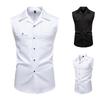 Men Solid Color Sleeveless Turn Down Collar Casual Loose European Size Shirt