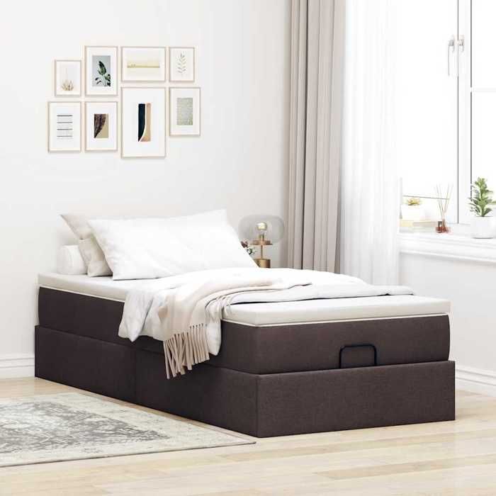 Maison Exclusive - Cadre de lit ottoman avec matelas marron foncé 90x200 cm tissu