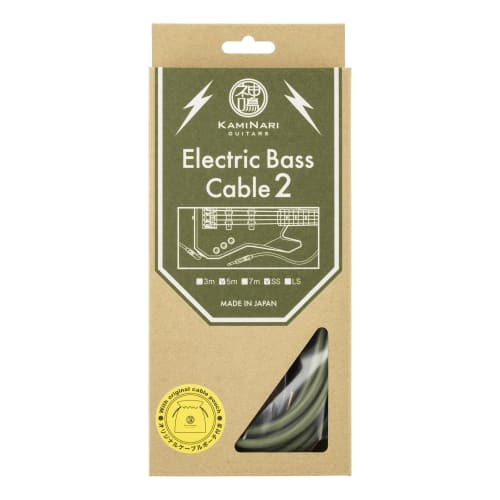 KAMINARI GUITARS Electric Bass Cable 2, 5m, Nightingale Moss Green, K-BC2-5SS