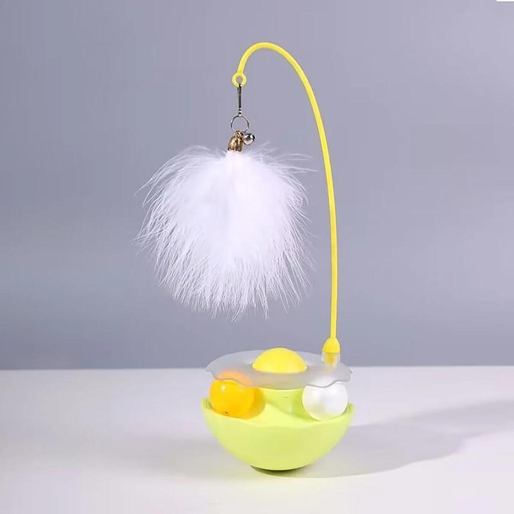 Tumbler Cat Toy Removable Stick Feather Scratching Ball Anti-Bite Turntable Interactive Toy For Small Cats, Kitten Interesting Pet Supplies