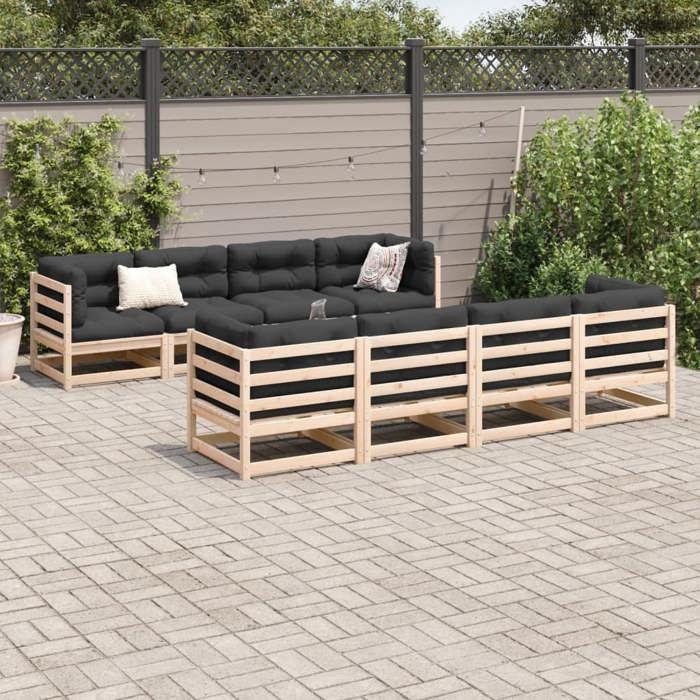 VidaXL Salon de jardin 9 pcs bois de pin massif 3299353