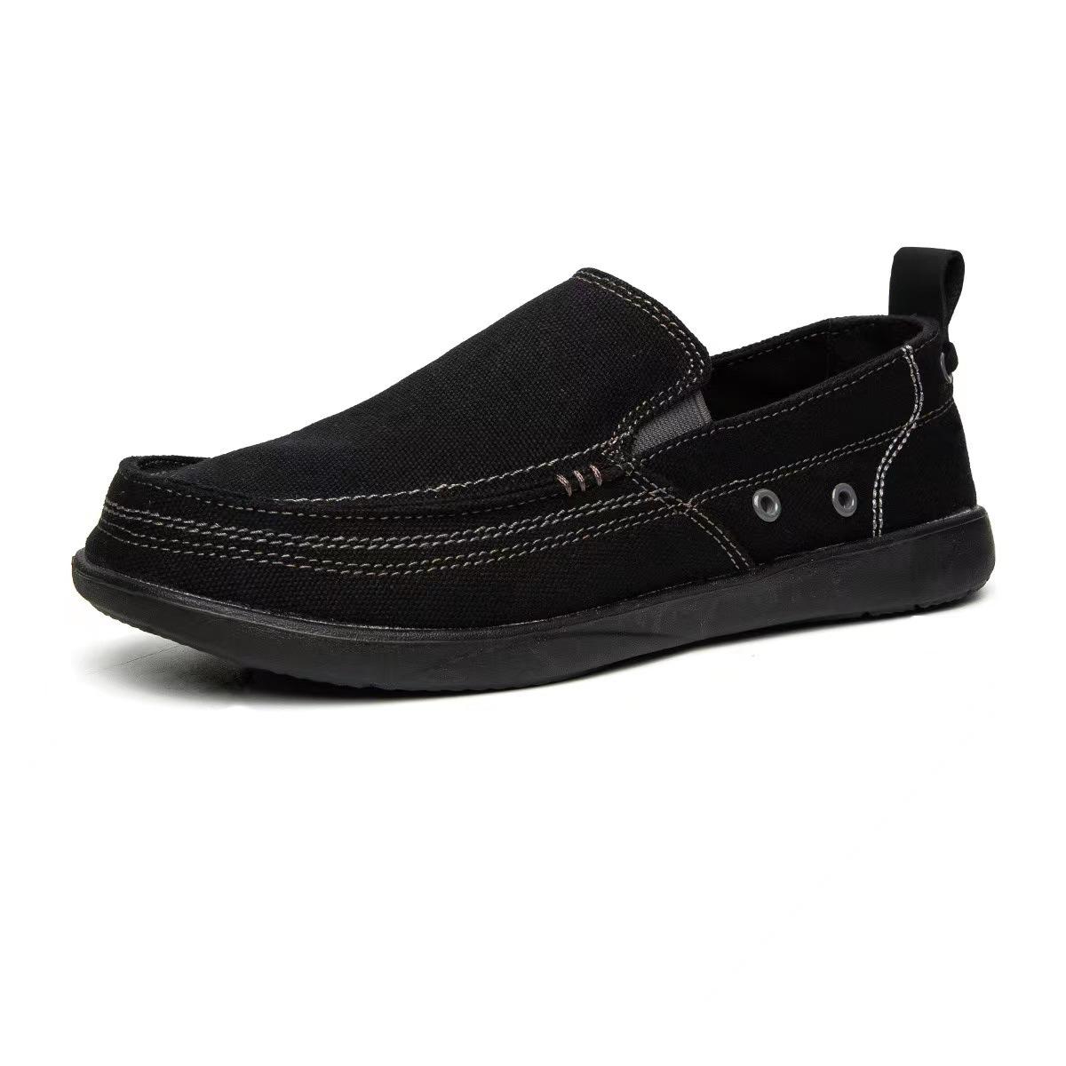 

Осенние мужские повседневные кеды из холста 2026 Новые дышащие мягкие мужские лоферы-кроссовки для отдыха Комфортные низкие нескользящие джинсовые кроссовки 39 чёрный