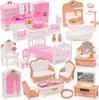 Set di Mobili per Casa delle Bambole Accessori Casa delle Bambole Mini Mobili Gioco di Finzione Camera da Letto Soggiorno Bagno Cucina Compleanno Bambini