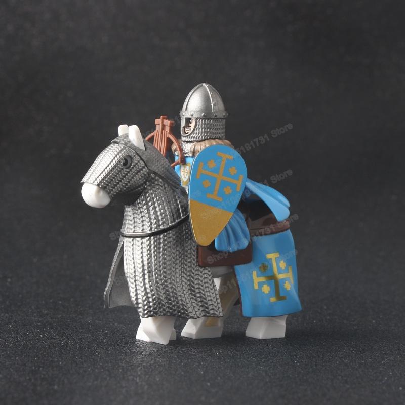 Medieval Knight Serie Figures Building Blocks Warrior Soldiers Guards Lion Heart Hospital Teutonic Knight Battle Pastor Kid Gift