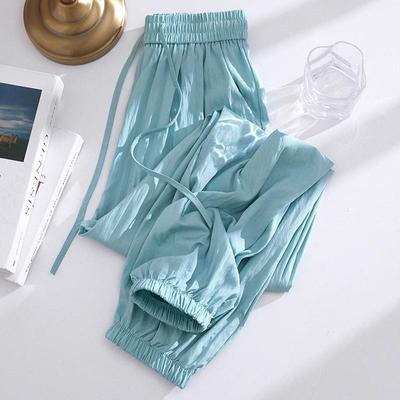 Damen Sommer Sonnenschutz Eis Seide Laternen Haremshose - Hohe Taille, Elastischer Bund, Dünner und Lässiger Stil
