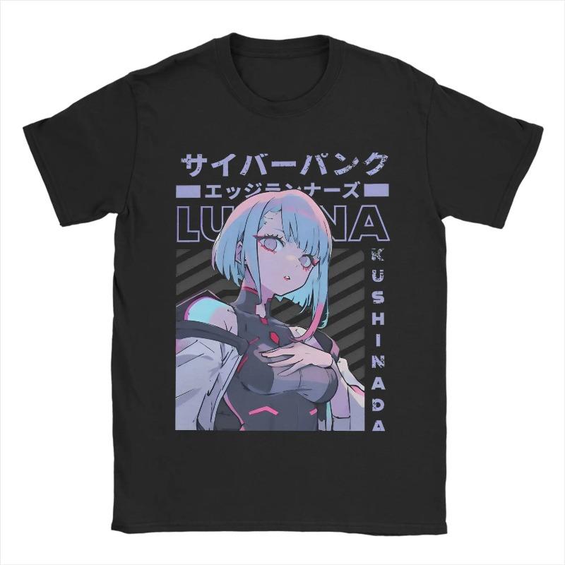 Rebecca Anime Cyber Edgerunner TShirt Men Cotton Clothing Kawaii Cartoon Round Neck Short Sleeve1 Graphic T Shirts
