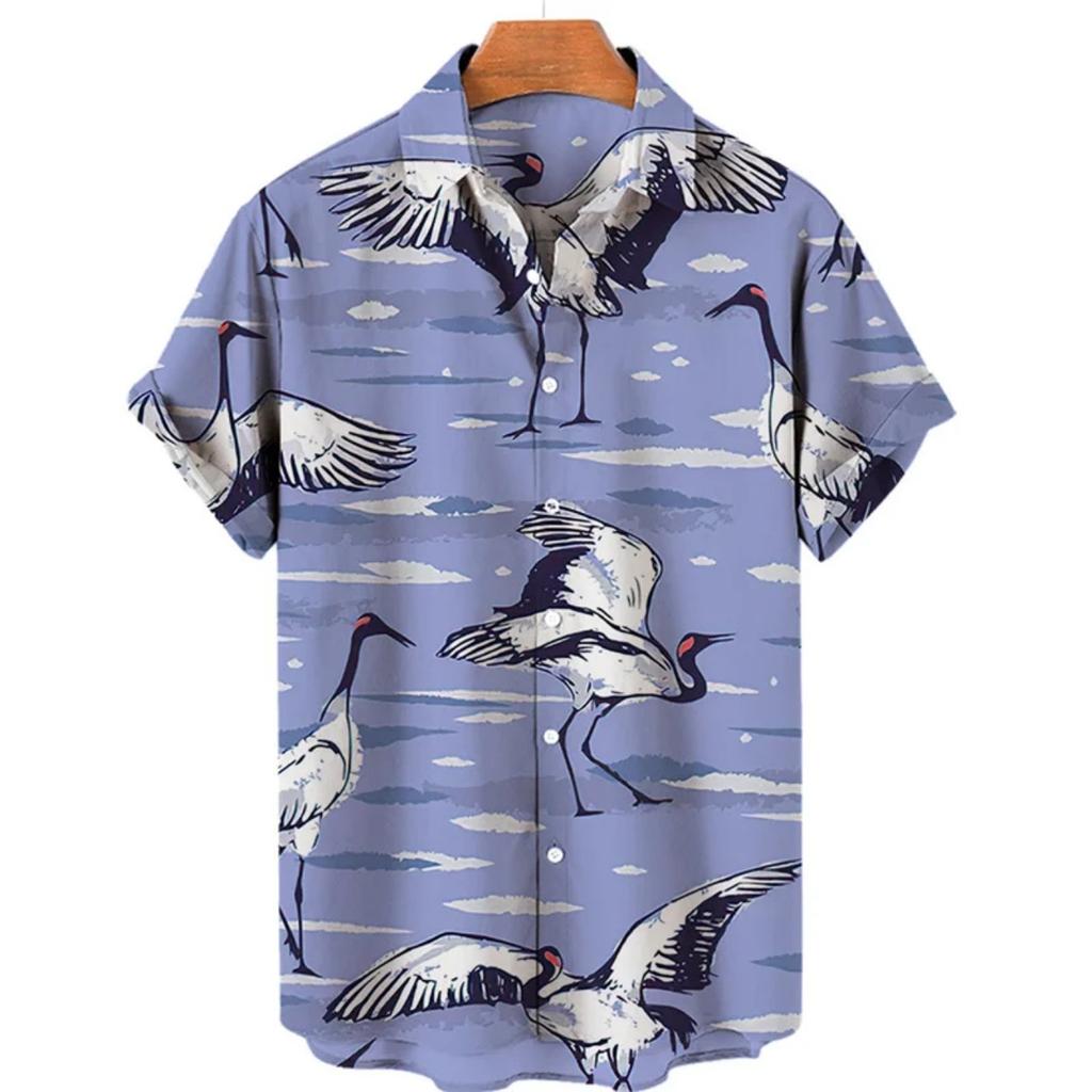 Tropical Palm 3d Print Hawaiian Shirt for Men Summer Beach Street Short Sleeves Tops Harajuku Holiday Lapel Button Loose Blouse