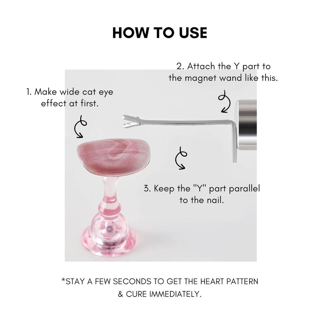 Heart Magnet For Cat Eye Gel Polish, 5 Pack Cat Eye Magnetic Tool SetMagnet Sticks With Y Shaped Guide For Nails, DIY Manicure Kit