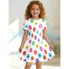 Süßes Ganzseiten Buntes Blumenmuster Mädchen Freizeitkleid mit Einfachem Blumendesign Kurzärmeliges Kleid Geeignet für Geburtstagsgeschenke