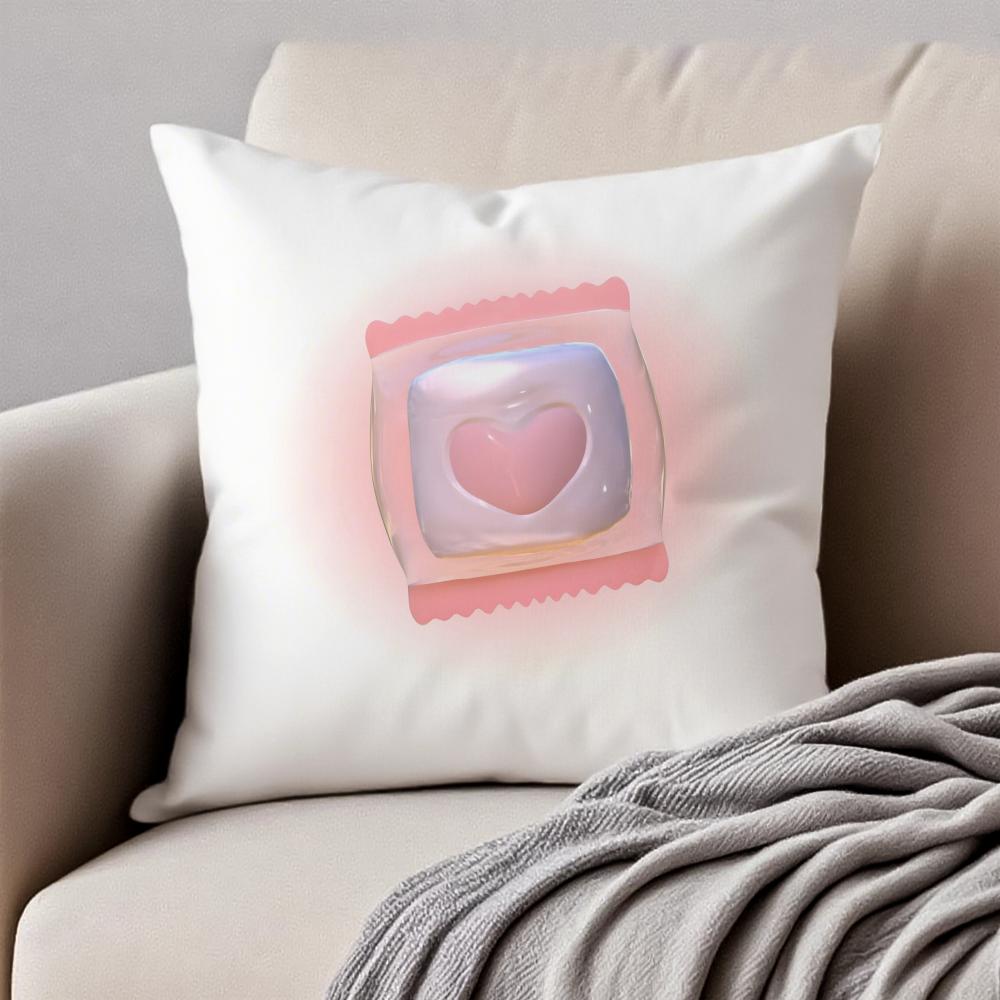 Sweet pink candy Cushion Cover Pillowcase Antidustmite Invisible Zipper Short Plush Sofa Cushion