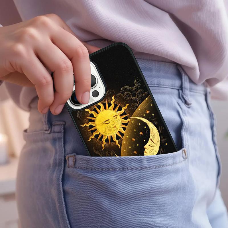 Love Sun Moon Phone Case For iPhone 17 Air 15 16e 14 13 Pro Max Coque 12 11 Pro Max PLUS cover