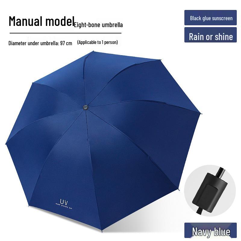 Ultra Durable UV Protection Auto Double-Fold Black Umbrella.