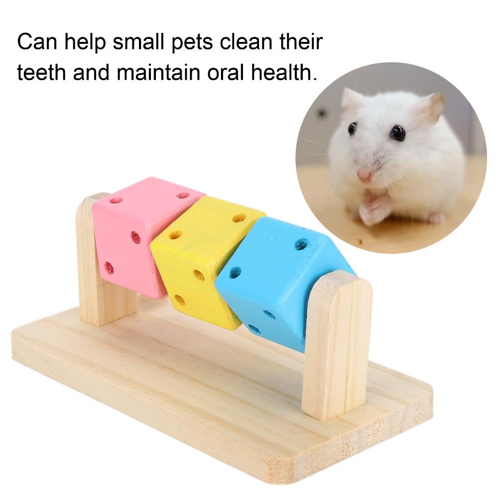 Wood Hamster Grinding Toy Chewable Wooden Block Toy Interactive Wooden Chew Toy Small Pets