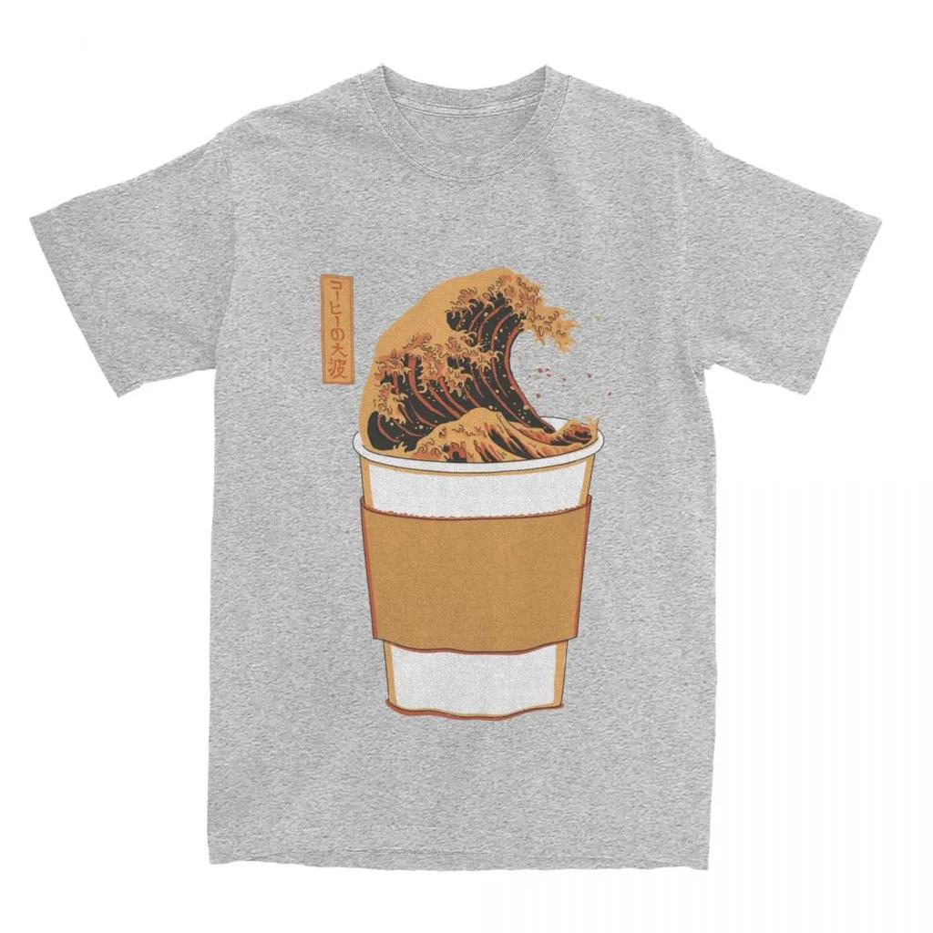 Die große Welle des Kaffees T-Shirts Bekleidung Herren Damen Pure Humor T-Shirts Kurzarm Kleidung Alle Jahreszeiten