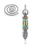 Rotating Dorje Pendant Necklace With Turquoise Bead Om Mani Padme Hum Inscription Men Women Boho Chic Jewelry