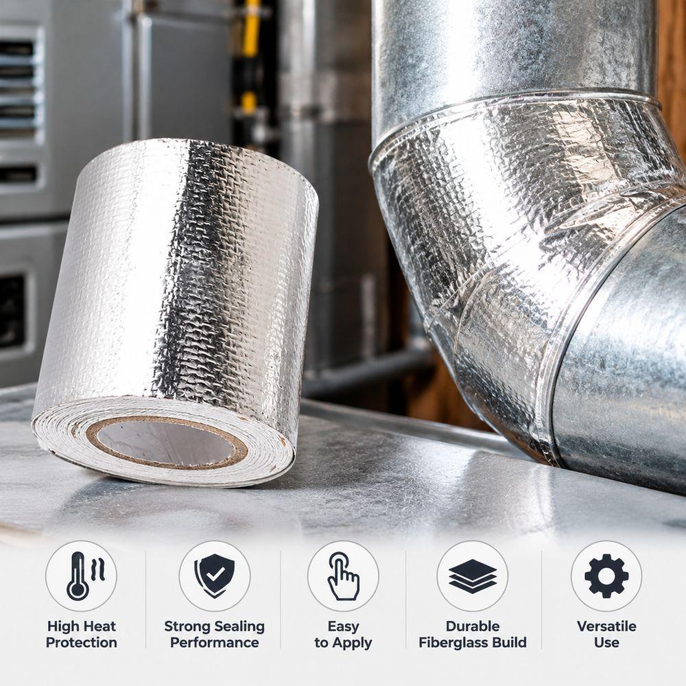 Airtight Seal Heat Resistant Tape Watertight Seal Fiberglass Insulation Tape Reflective Tape HVAC