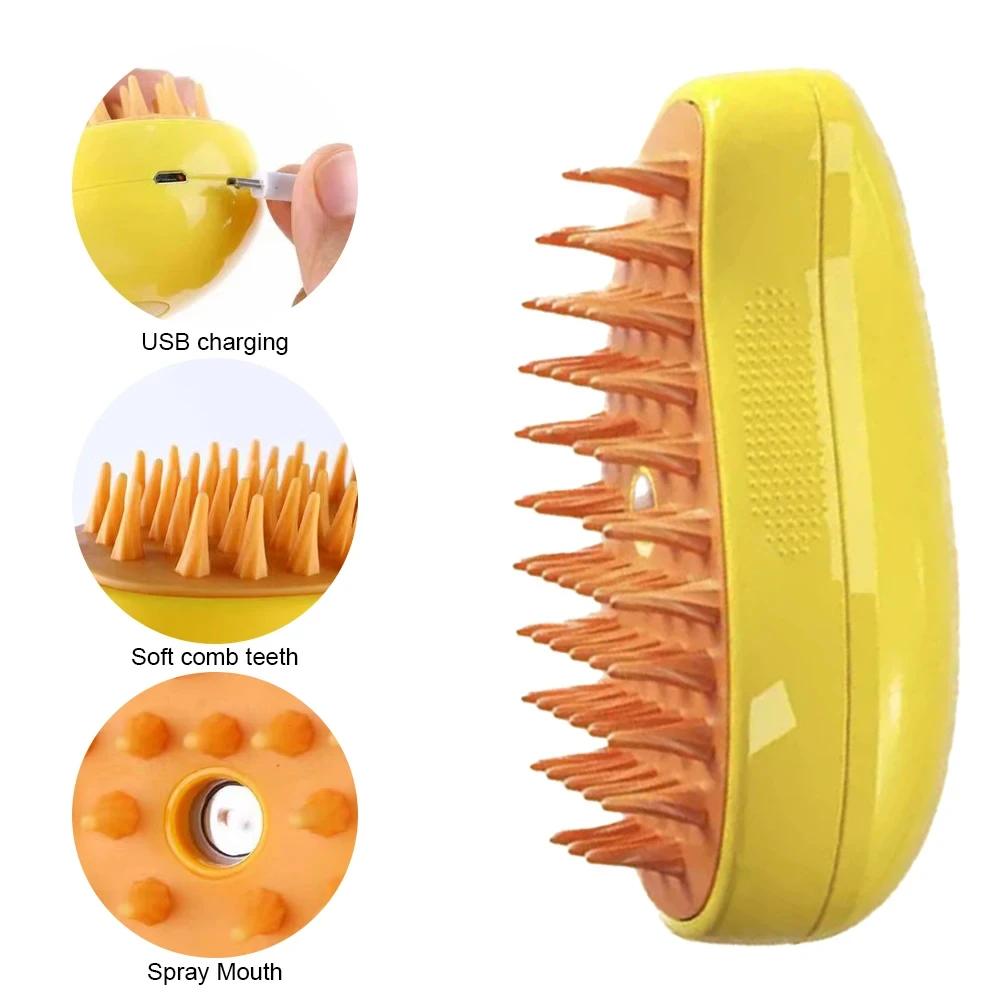 Chat chien brosse à vapeur brosse à vapeur pulvérisateur électrique pour Massage outil de toilettage pour animaux de compagnie perte 3 en 1 pulvérisateurs électriques peignes de Massage
