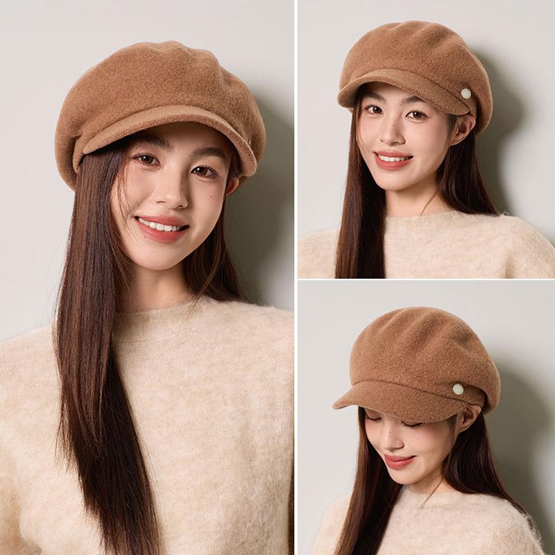 Wool Octagonal Cap Autumn Winter Women's Beret Painter's Cap