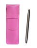 Pink Grained Leather Pen Case, Brasda Capo Streamline Ballpoint Pen Set with Gray Barrel (SASP-TK12-H)