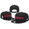 Flat Brim Embroidered Baseball Cap Adjustable Sport Sun Hat Bulls Team