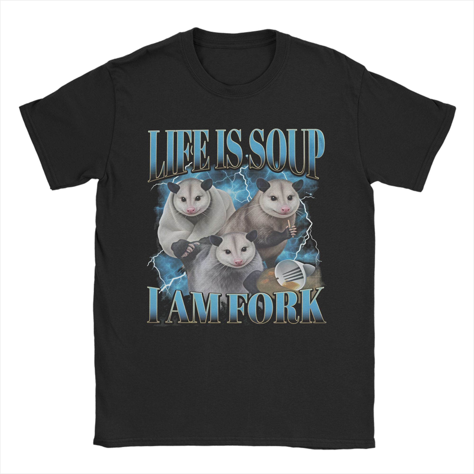 Life Is Soup I Am Fork Meme Funny Frog Tshirts Unisex Unisex 100 Cotton Tees Crewneck Short Sleeve T Shirts Graphic Clothes S
