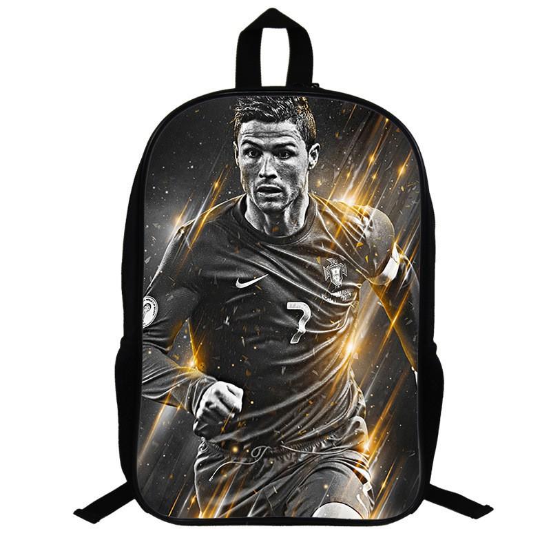 Cristiano Ronaldo Motiv Rucksack Schulkinder 17 Zoll Oxford-Gewebe Doppeltes Träger-Tasche Mit Atmungsaktiven Gepolsterten Trägern