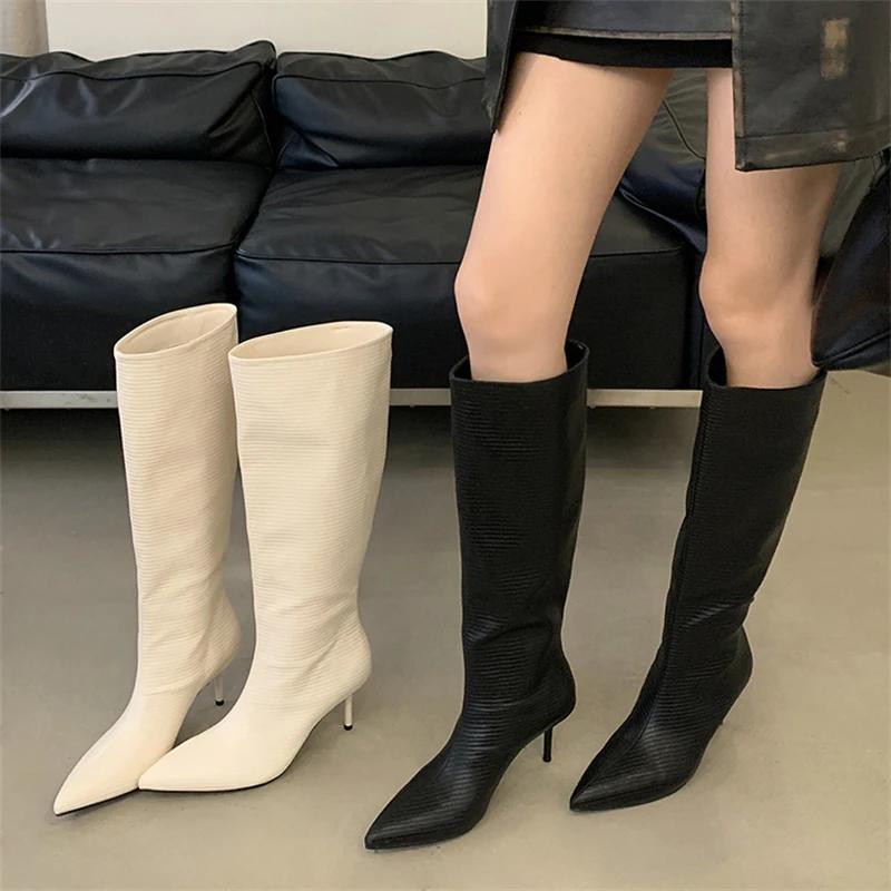 Eilyken Street Style Thin High Heels Pointed Toe Women Knee-High Boots Autumn Winter Party Prom Ladies Shoes