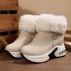 Women S Winter Warm Side Zip Snow Boots Platform Wedge Faux Fur Lined Shoes
