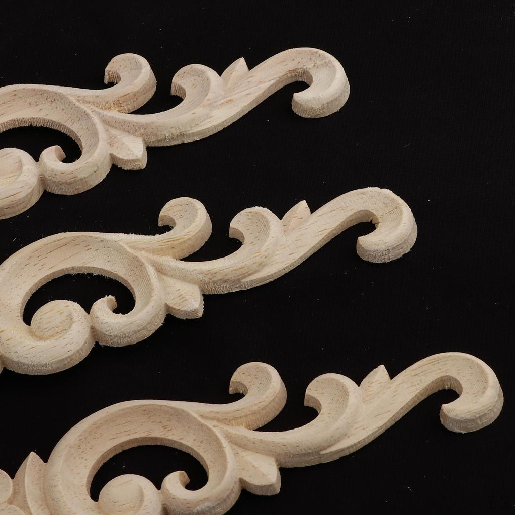4 Unpainted Applique Wood Carved Corner Furniture Decor