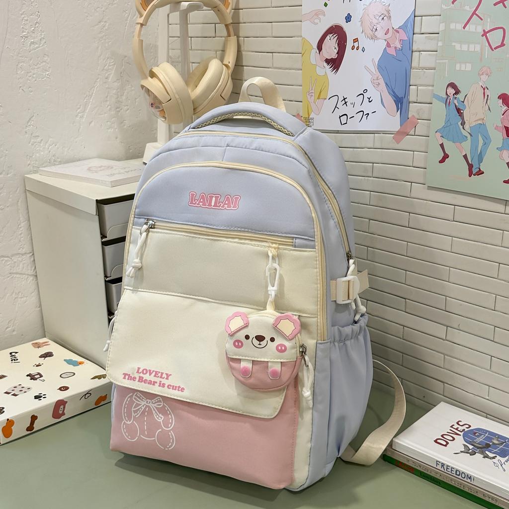 Schoolbag, a Lightweight and Large - Capacity Backpack Designed for Junior High School Girls, Aiming To Relieve Pressure and Pro