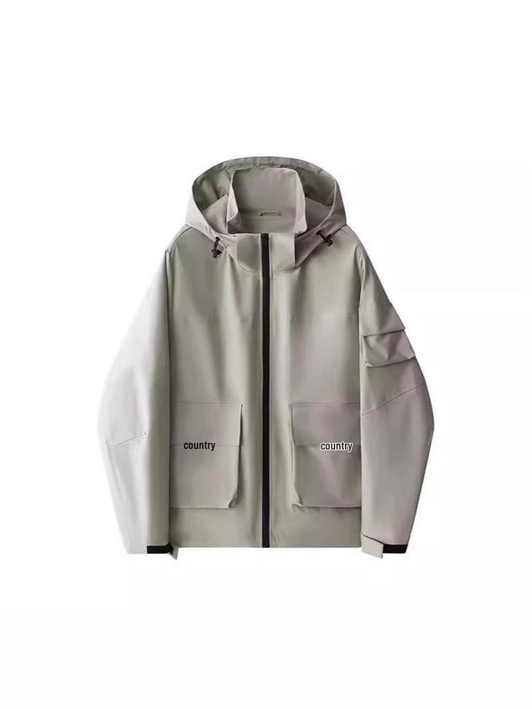 Mountain Series Herren Windjacke mit Kapuze: Herbst/Winter Lässige Workwear im amerikanischen Stil, Trendige Mehrfach-Taschen-Jacke