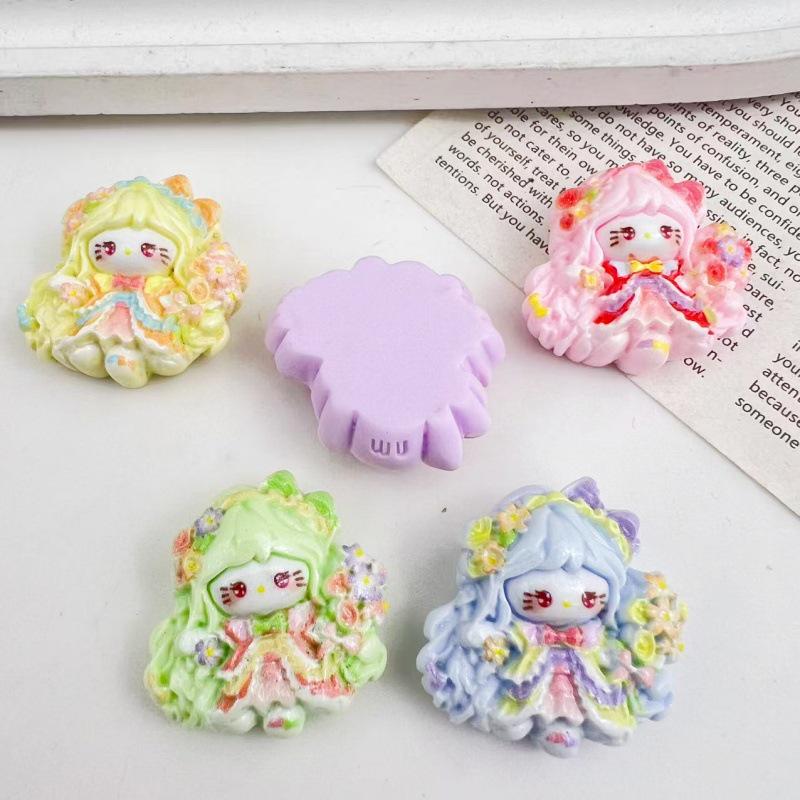 Cartoon Flower Fairy Resin Accessories: DIY Hair Clip & Keychain Trendy Ornament
