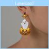 Unique Vintage Style Halloween Pumpkin Ghost Earrings With Sparkling Rhinestones For Women