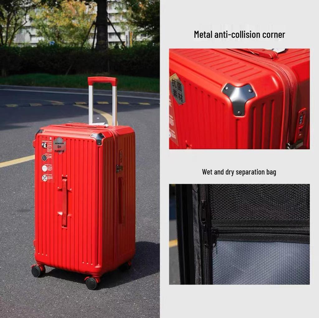 Extra Large Capacity Five-Wheel Antibacterial Suitcase with Brake Wheel and Password Lock