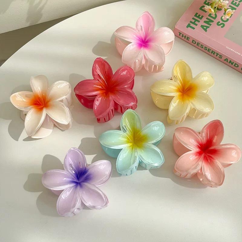 4 buc Clipuri Drăguțe de Păr Tip Gheară de Banană cu Flori pentru Păr Gros, Fixare Puternică Antiderapantă, Hawaian, Accesorii de Păr pentru Femei Fete Cadou de Sărbători