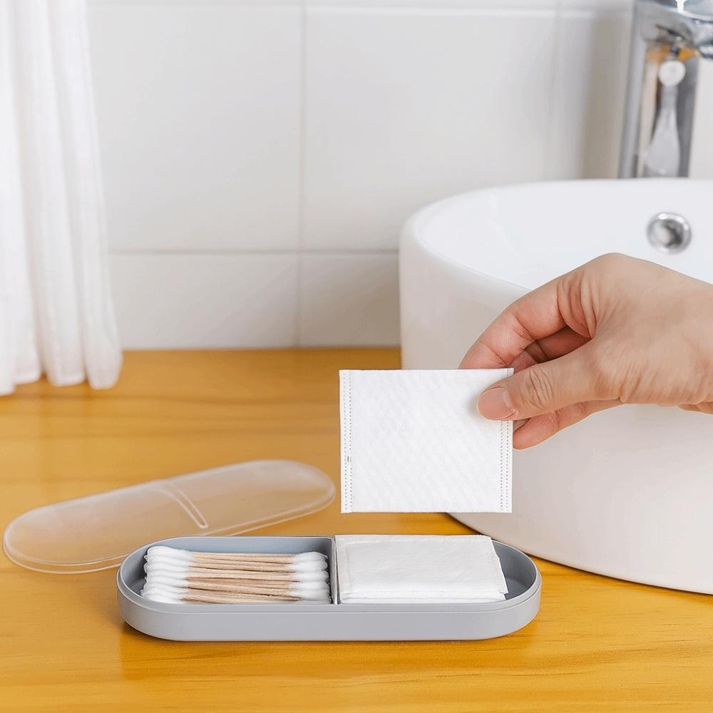 2 Stück Leichte Aufbewahrungsbox für Wattepads 2 Fächer Make-up Aufbewahrungsbox Aufbewahrungsbox für Kleinigkeiten Zahnstocher