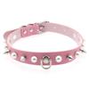 Alloy Spike D-ring Choker, Faux Pearl Rivet D Buckle Leather Clavicle Necklace