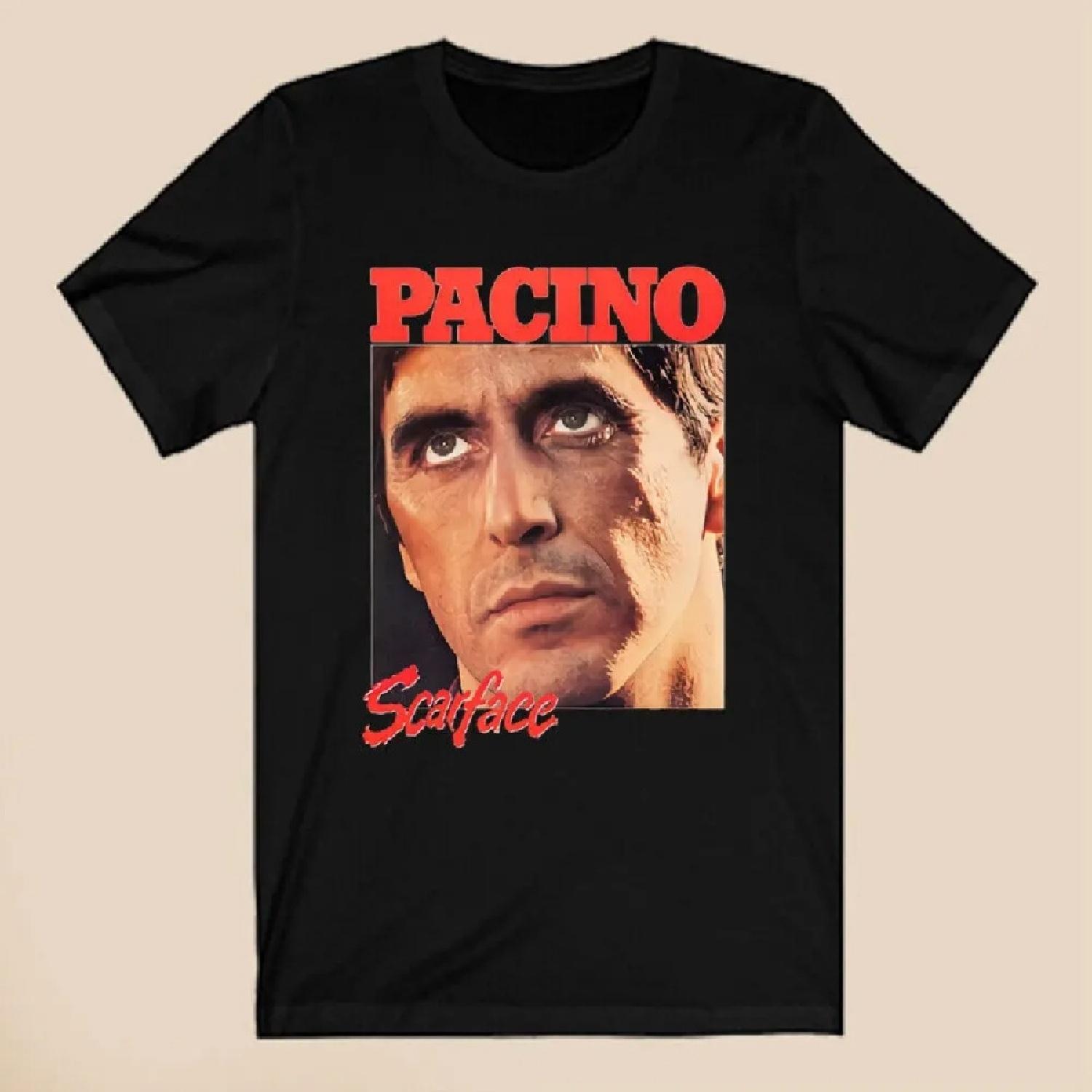 

Al Pacino Scarface Tony Montana Men s Black T-Shirt Size S-5XL XXXXXL