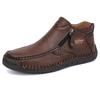Large Size Men's Shoes Outdoor Casual Leather Shoes Medium Top Martin Boots Autumn and Winter Soft-soled Short Boots