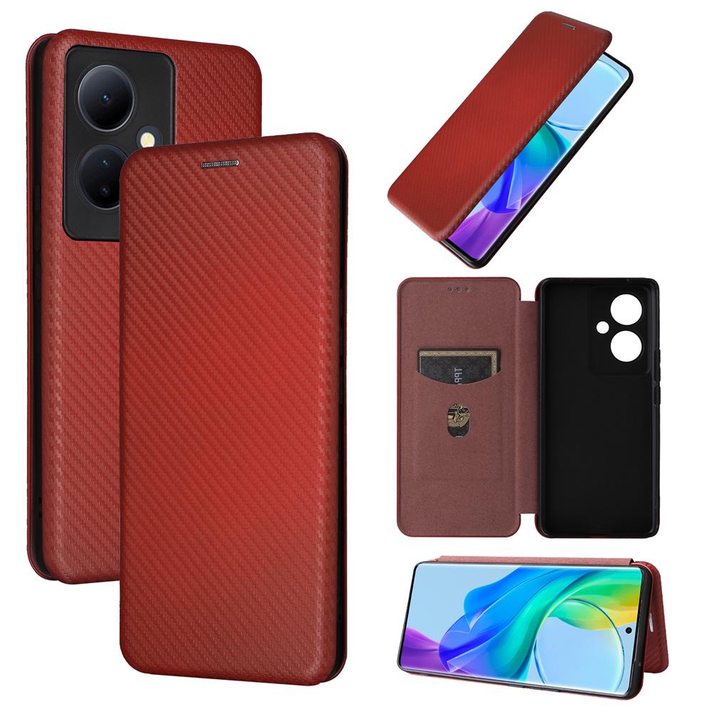 VIVO V29 Lite Multi-card Carbon Fiber Phone Case: Neutral Flip Protective Cover
