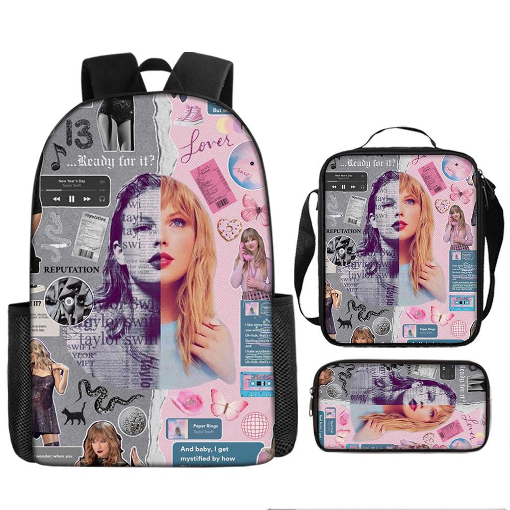 Taylor Swift Elementary And Secondary School School Bag Backpack Children'S Meal Bag Pencil Case Set