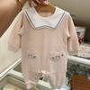 Korean Children's Clothing 25Th Autumn New Style Fashionable Doll Collar Jacquard Jumpsuit for Boys and Girls, Cute Romper