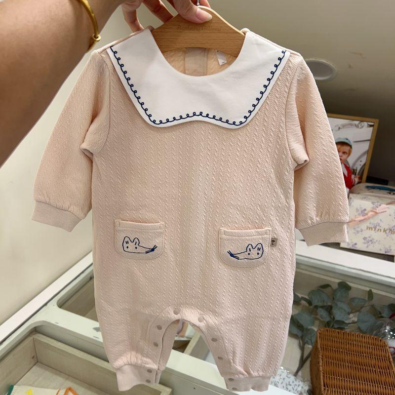 

Korean Children s Clothing 25Th Autumn New Style Fashionable Doll Collar Jacquard Jumpsuit for Boys and Girls, Cute Romper V Friends 5% off 80 cm