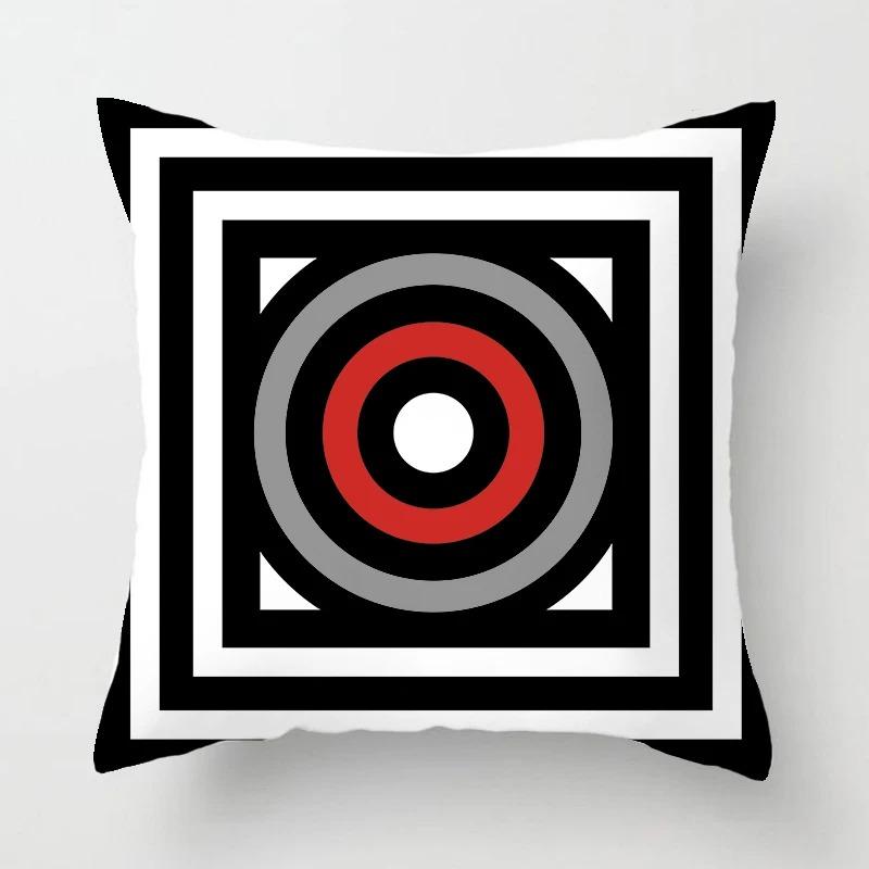 Black and Red Geometric Decorative Pillowcases Living Room Office Home Pillowcases Car Ornaments