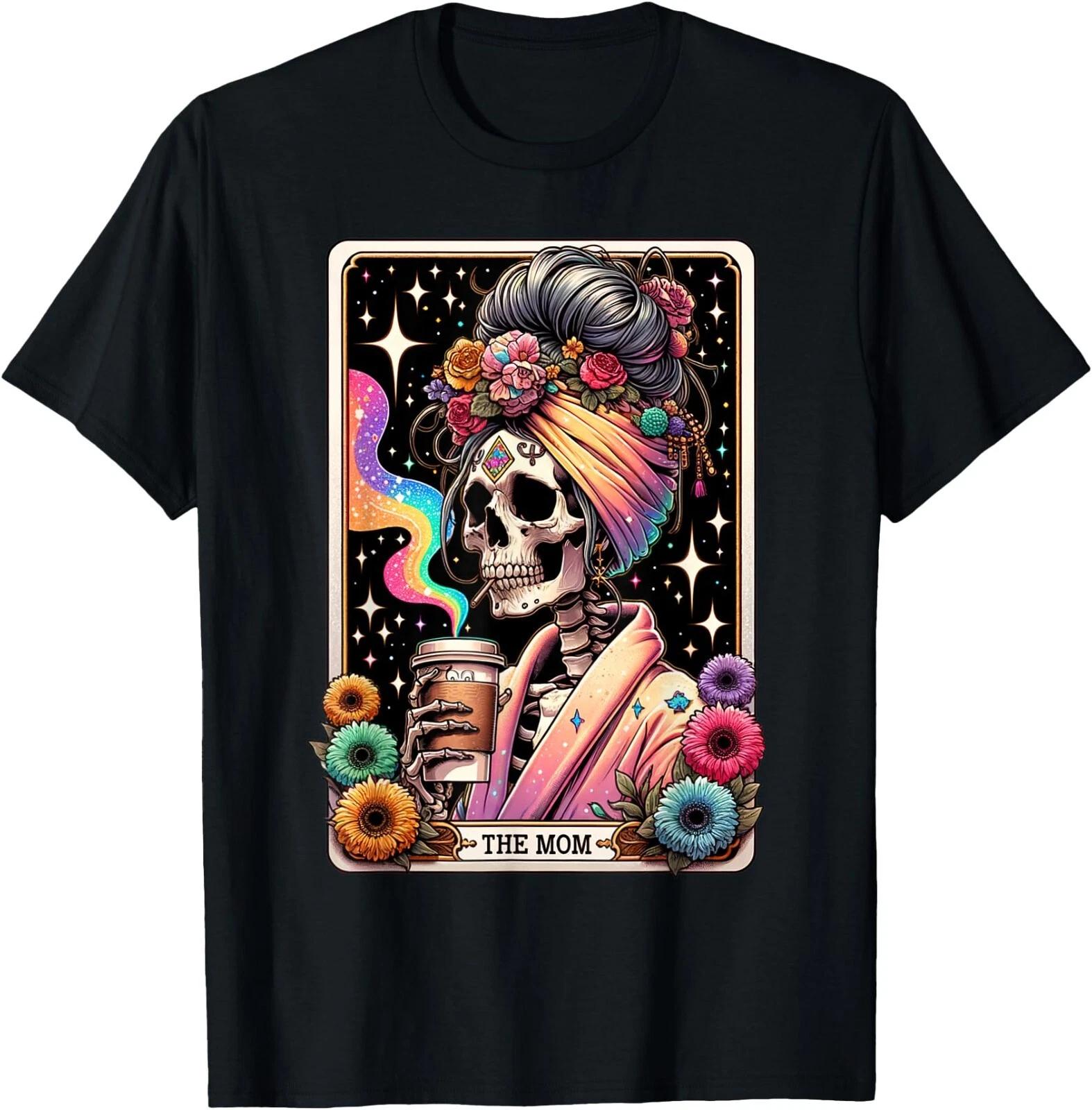 The Mom Funny Tarot Card Women Messy Bun Coffee Mommy Mama T-Shirt ,Unisex Tee XXXXL